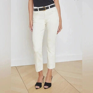 L'AGENCE Sada Slim-Leg Cropped Jean in Vintage White Sz 24